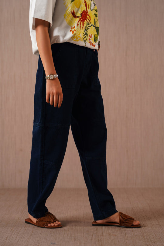 DARK BLUE PANEL SEAM JEANS