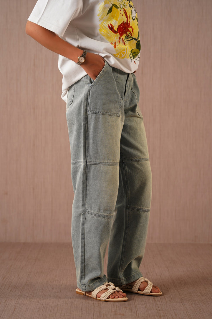LIGHT BLUE PANEL SEAM JEANS