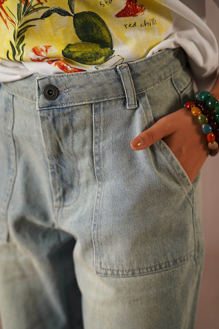 LIGHT BLUE PANEL SEAM JEANS