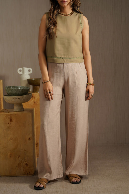 BROWN WILDFLOWER WIDE LEG PANTS