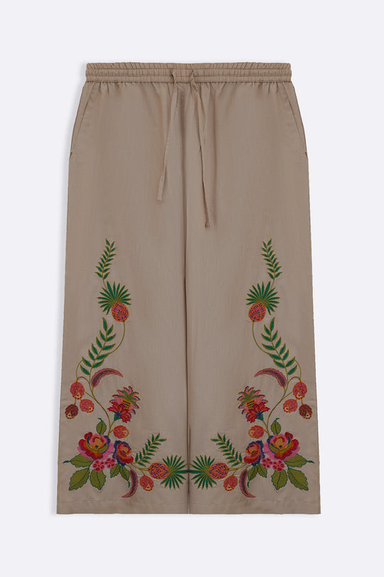BEIGE TROPICAL ESCAPE BRODERIE CULOTTES