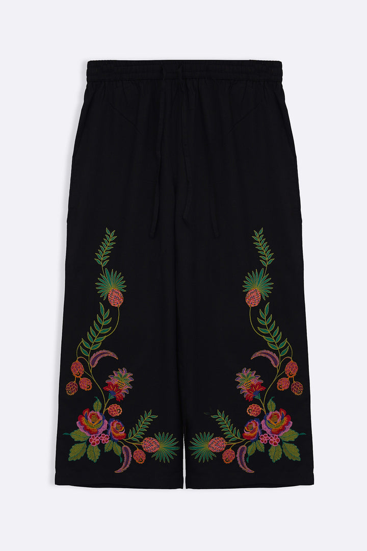 BLACK TROPICAL ESCAPE BRODERIE CULOTTES