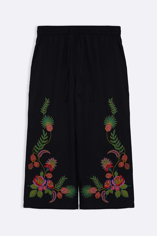 BLACK TROPICAL ESCAPE BRODERIE CULOTTES