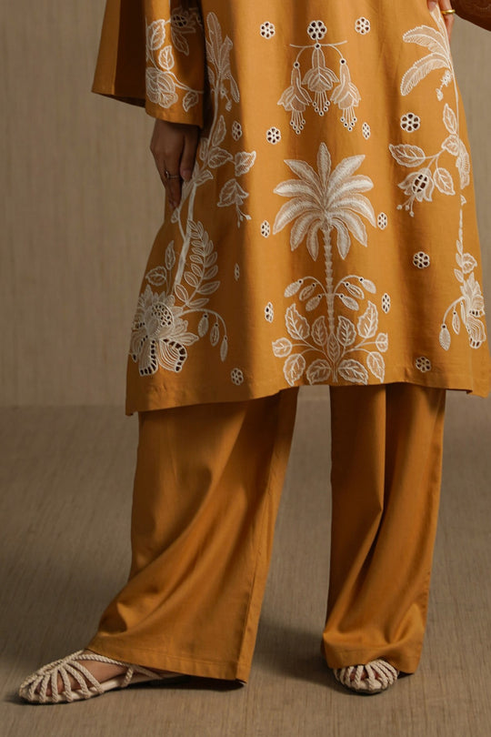 MUSTARD OCHRE BLOOM PANTS