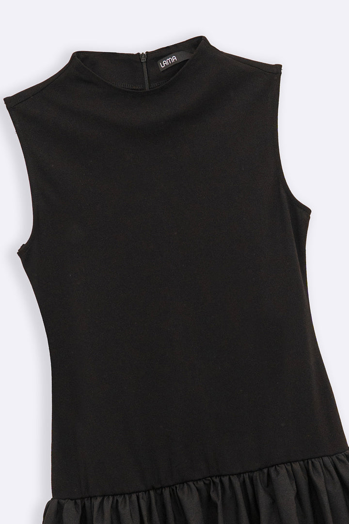 BLACK 1964 POUF MINI DRESS