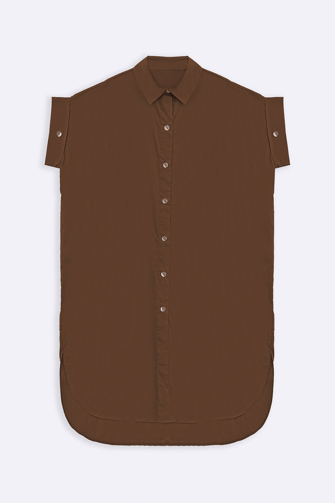 BROWN ONE SIZE COTTON SHIRT DRESS