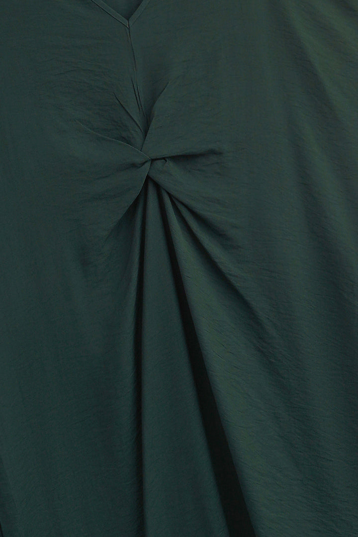 GREEN ASYMMETRICAL RUCHED DRESS