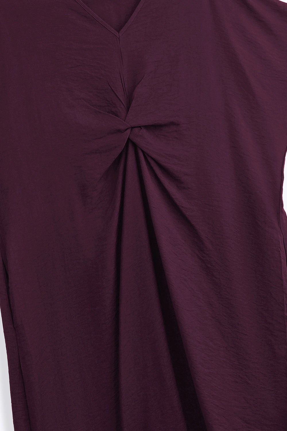PURPLE ASYMMETRICAL RUCHED DRESS