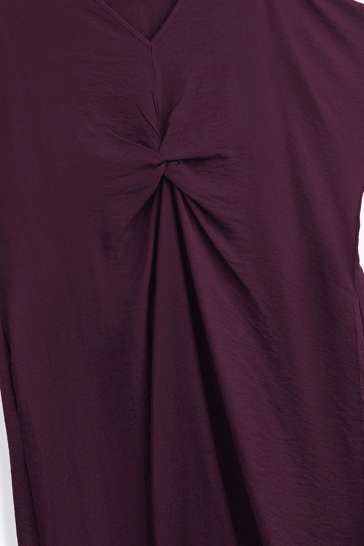 PURPLE ASYMMETRICAL RUCHED DRESS