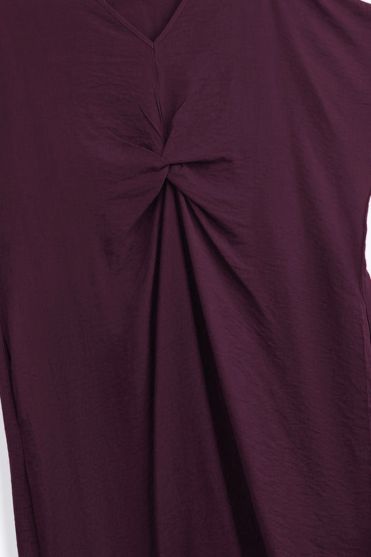 PURPLE ASYMMETRICAL RUCHED DRESS