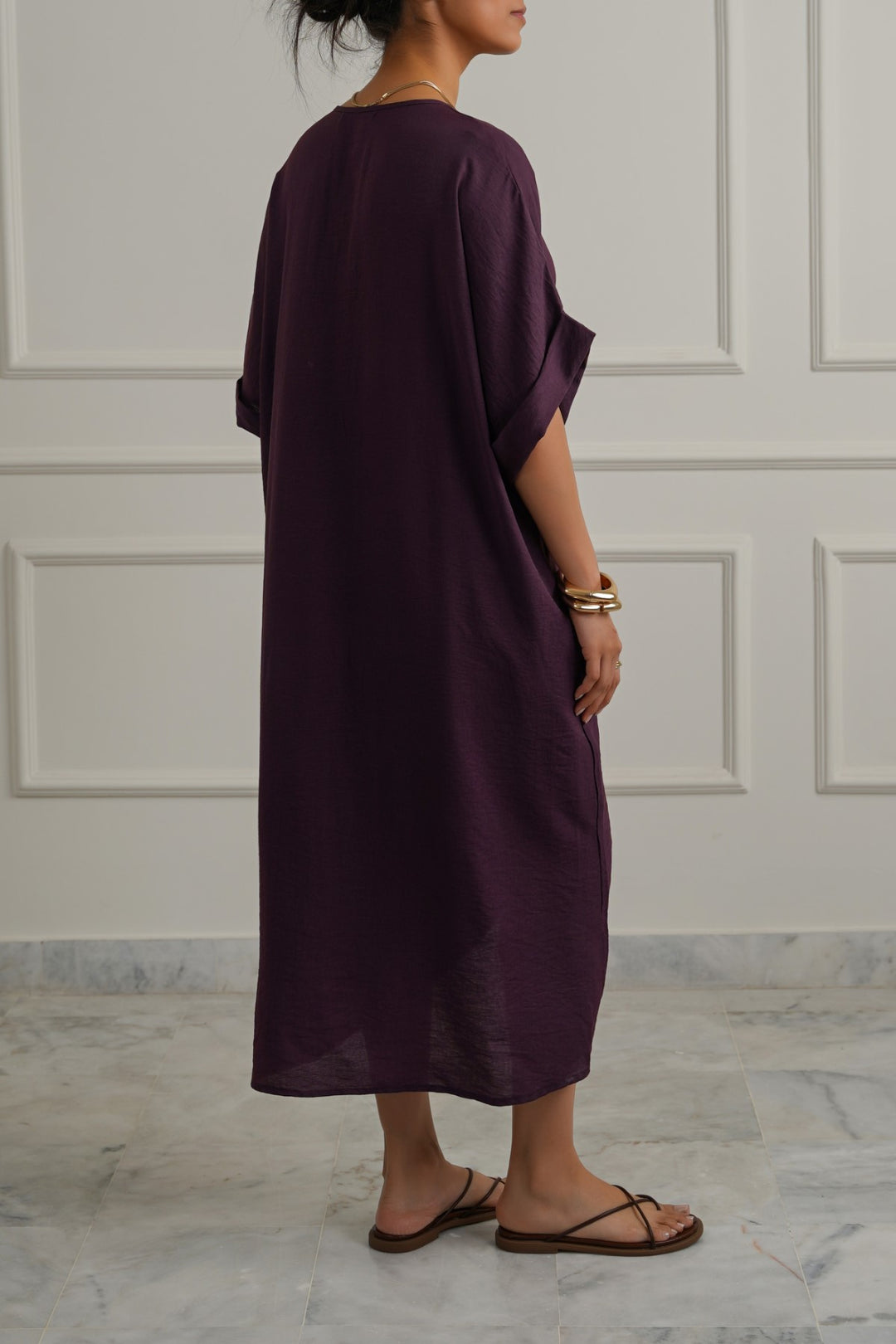 PURPLE ASYMMETRICAL RUCHED DRESS