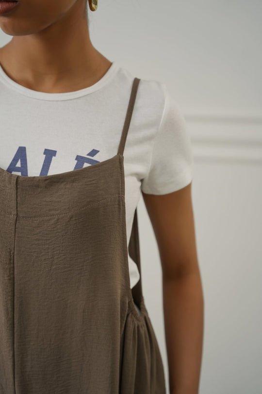 TAUPE EASY STRAP JUMPSUIT