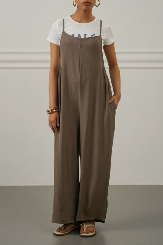 TAUPE EASY STRAP JUMPSUIT