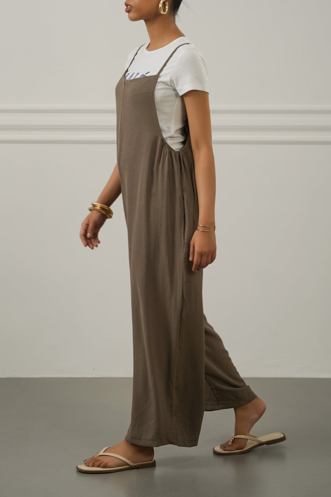 TAUPE EASY STRAP JUMPSUIT