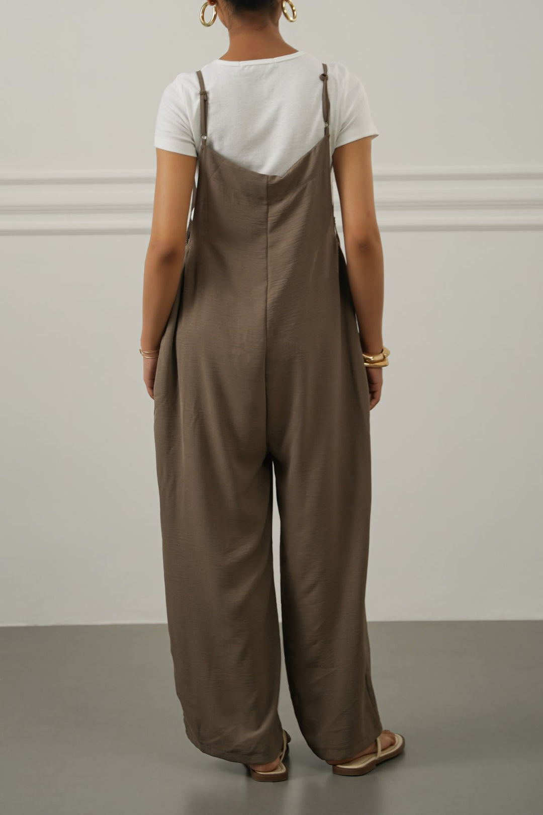TAUPE EASY STRAP JUMPSUIT