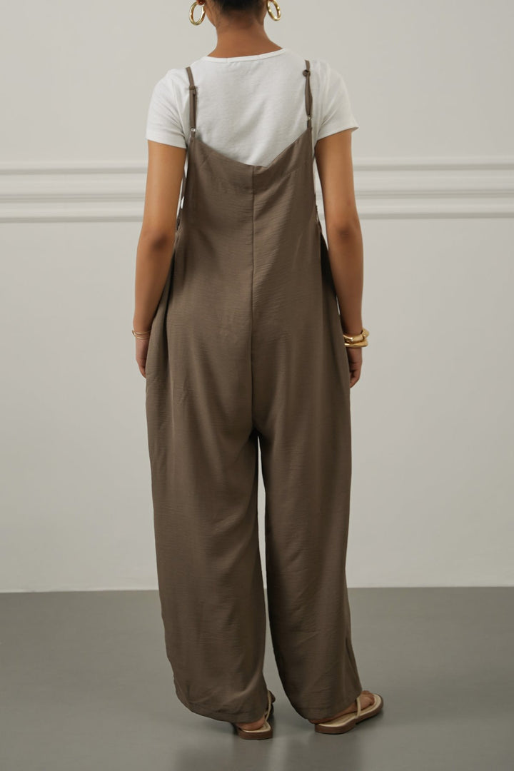 TAUPE EASY STRAP JUMPSUIT