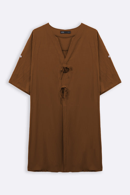 CINNAMON WOOD KNOT COTTON TUNIC