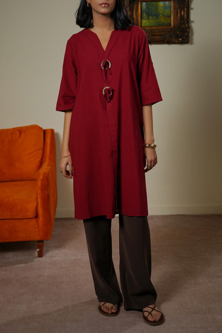 MULBERRY WOOD KNOT COTTON TUNIC