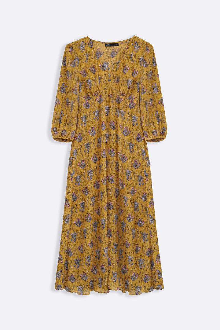 YELLOW CRINKLE GOLDEN HOUR DRESS