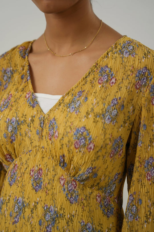 YELLOW CRINKLE GOLDEN HOUR DRESS