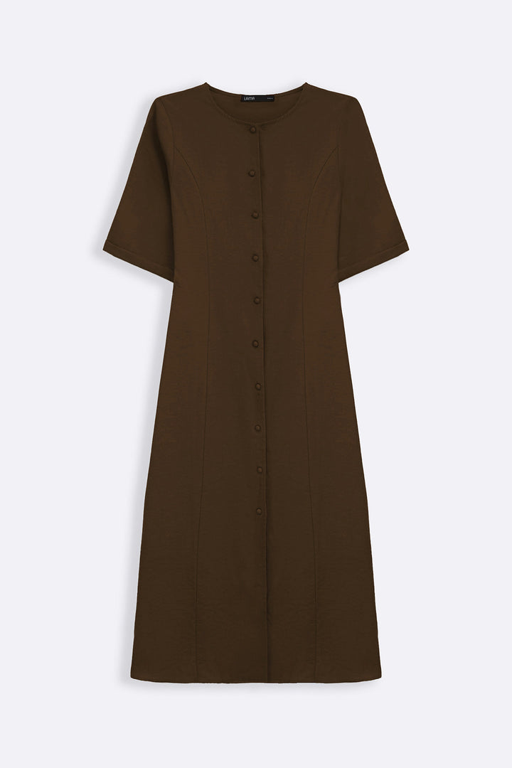 BROWN TAILORED PANEL DRESS
