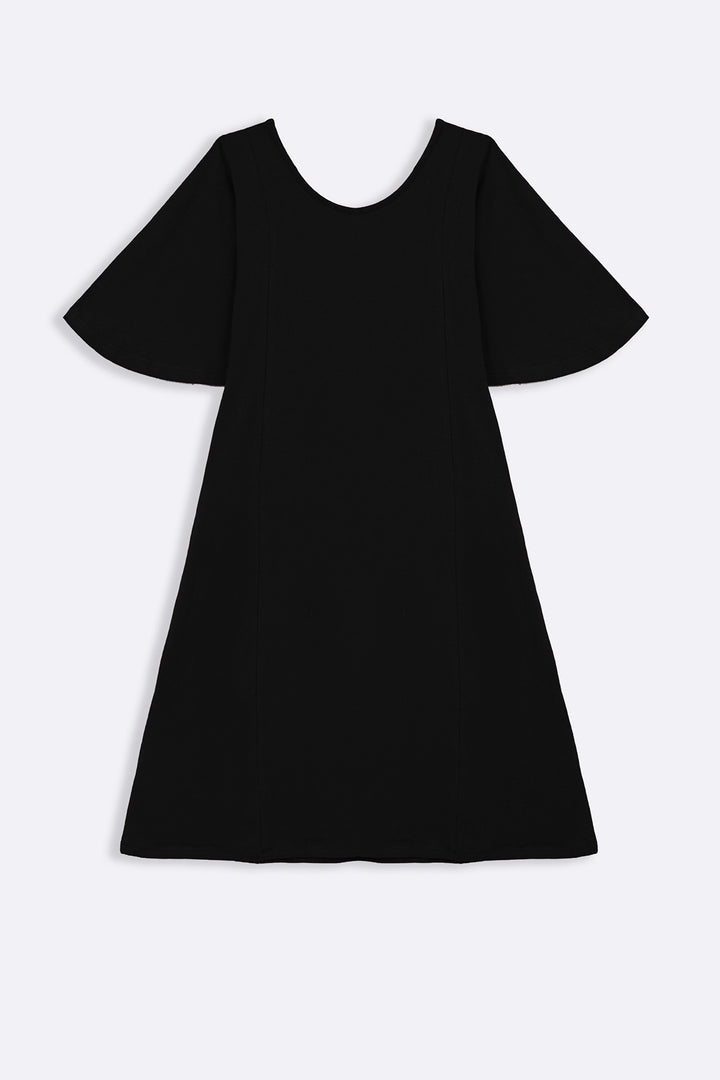BLACK A-LINE PANELLED DRESS