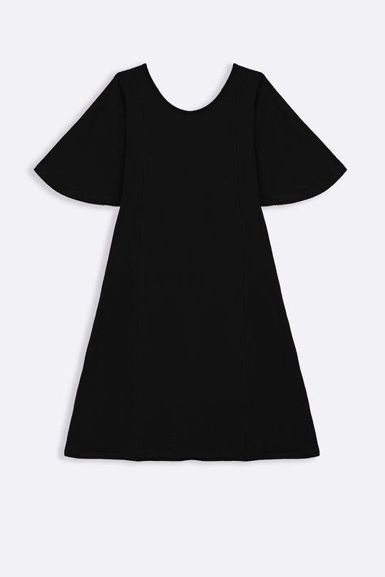 BLACK A-LINE PANELLED DRESS