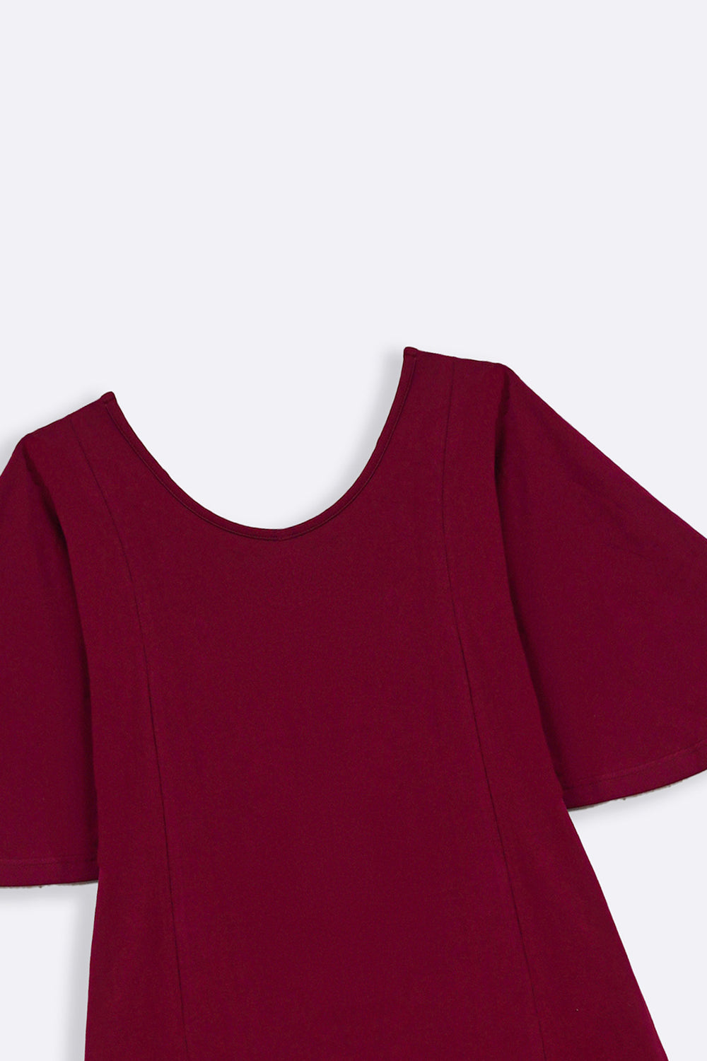 BURGUNDY A-LINE PANELLED DRESS