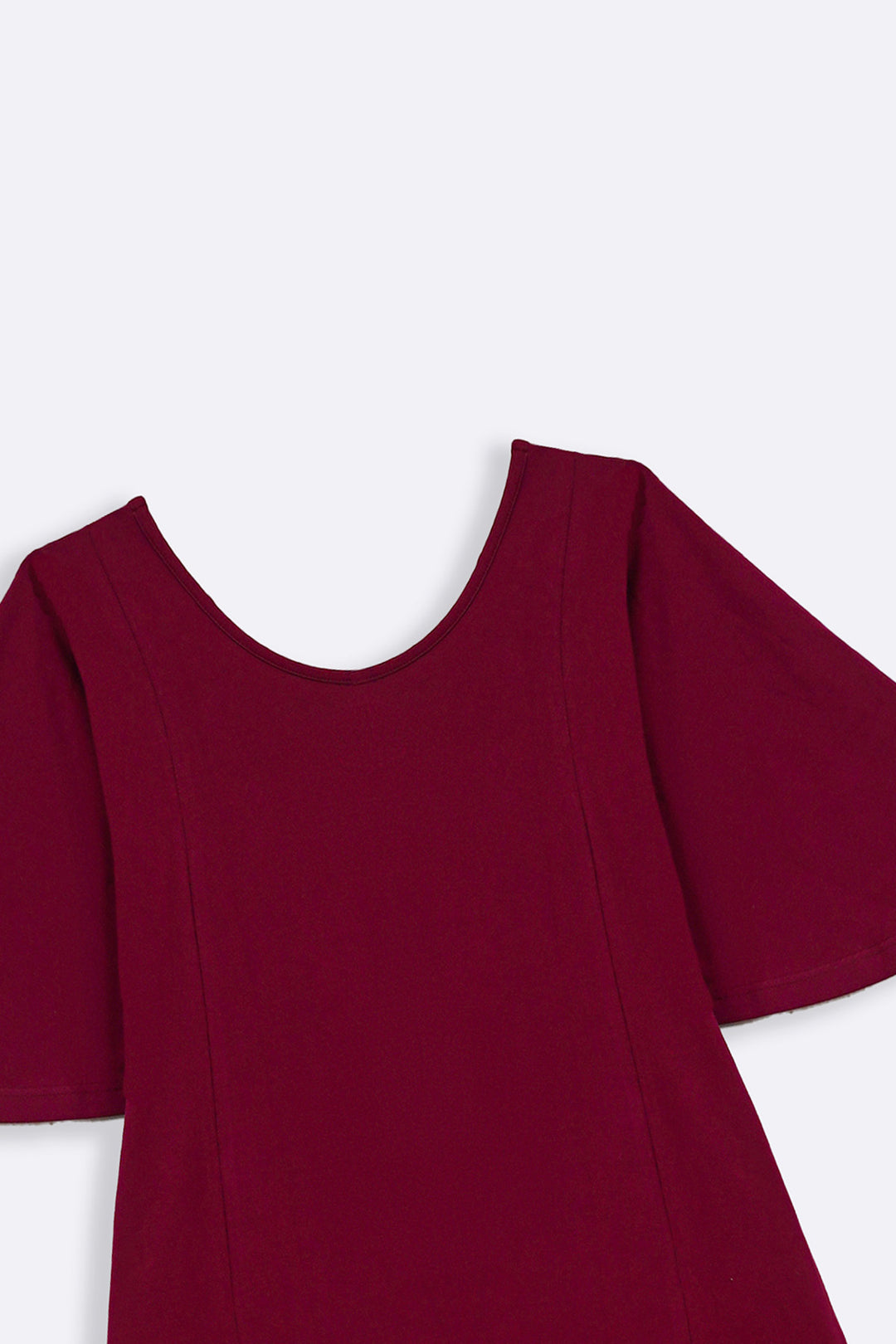 BURGUNDY A-LINE PANELLED DRESS
