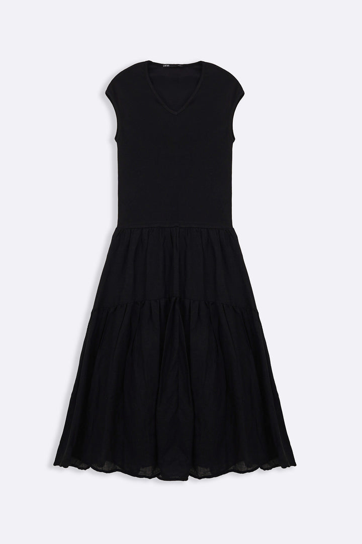 BLACK TIERED DRESS