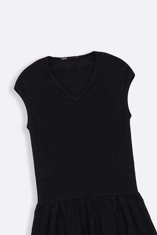 BLACK TIERED DRESS