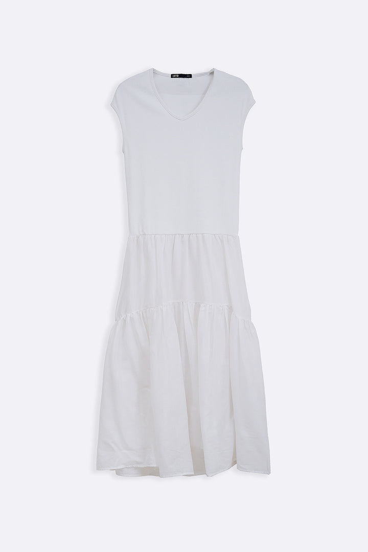 WHITE TIERED DRESS