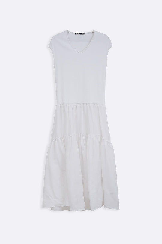 WHITE TIERED DRESS