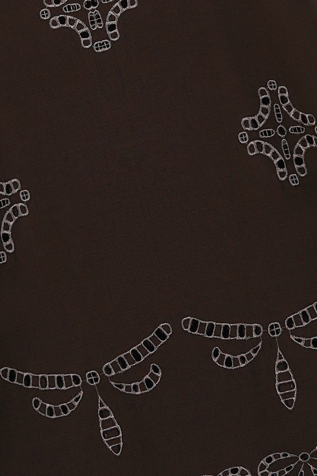 BROWN EMBROIDERED COTTON DRESS