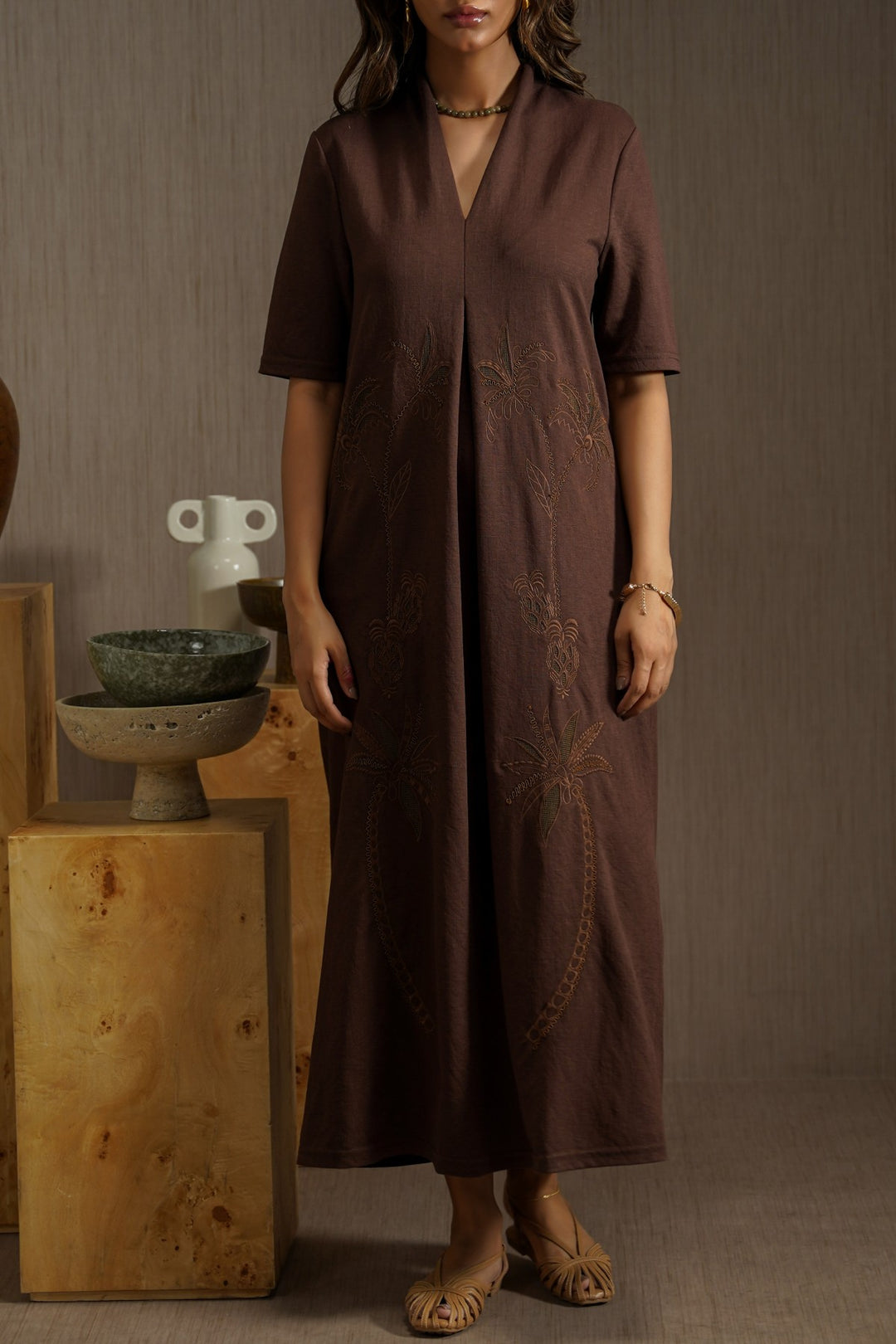 KNIT EMBROIDERED DRESS