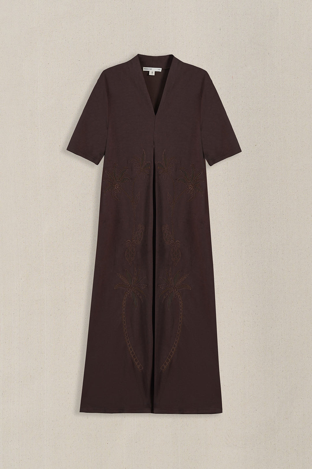 CHOCOLATE KNIT EMBROIDERED DRESS