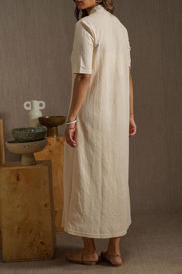 OFF WHITE KNIT EMBROIDERED DRESS