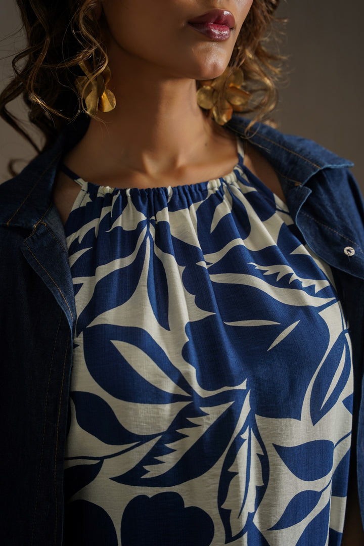 BLUE ISLA SLIP DRESS