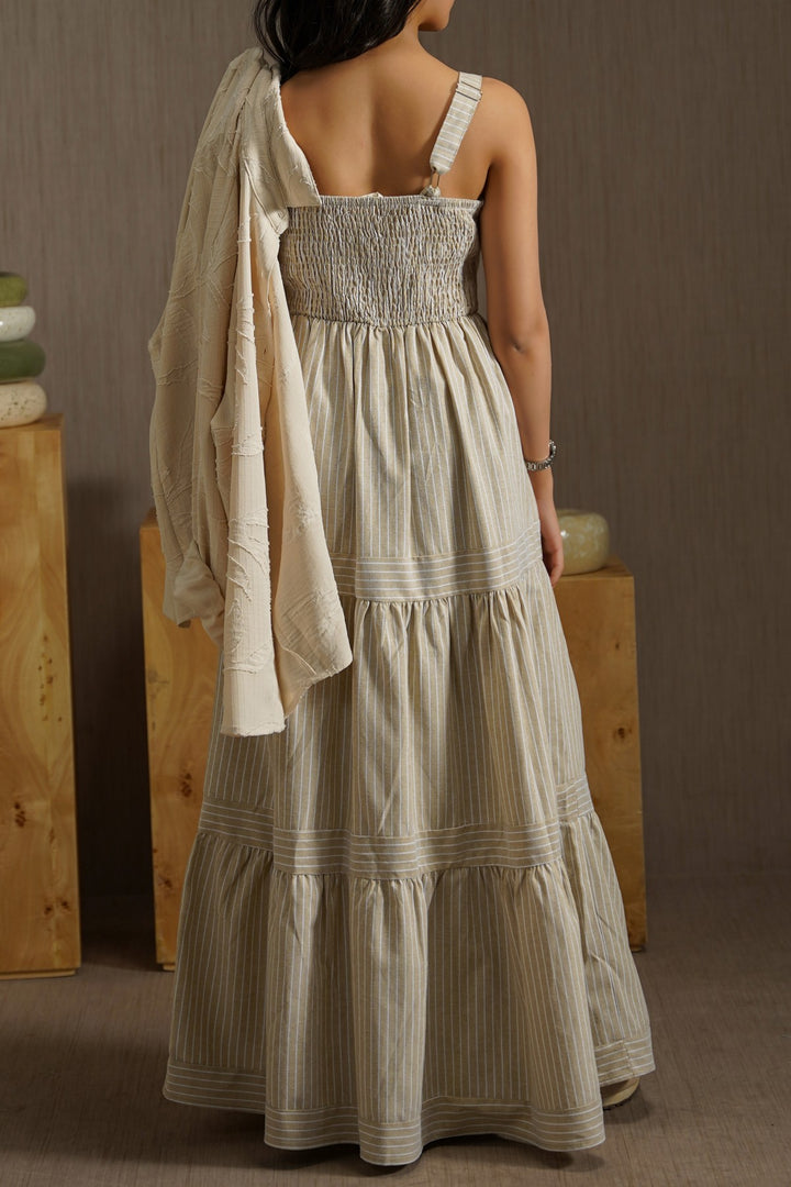 BROWN CABANA TIERED DRESS