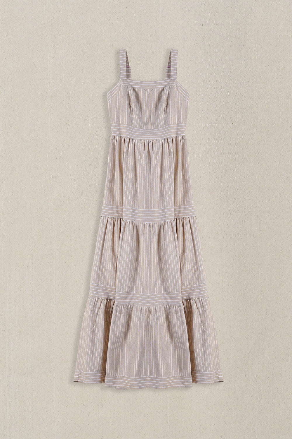 BROWN CABANA TIERED DRESS