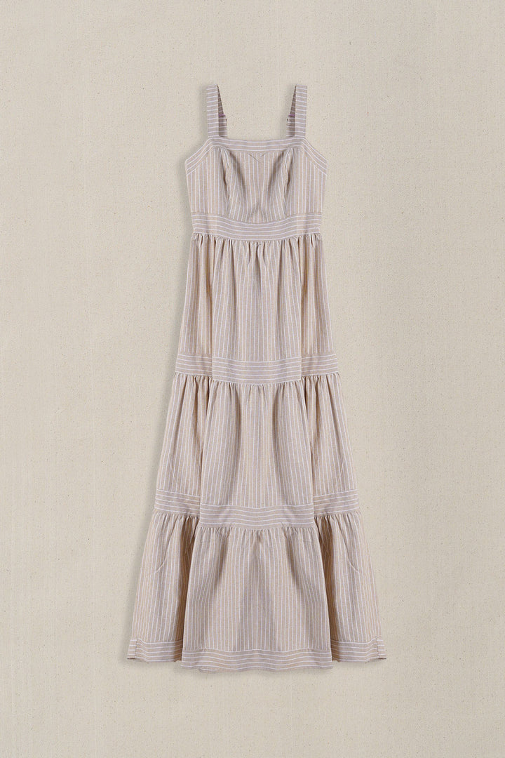 BROWN CABANA TIERED DRESS