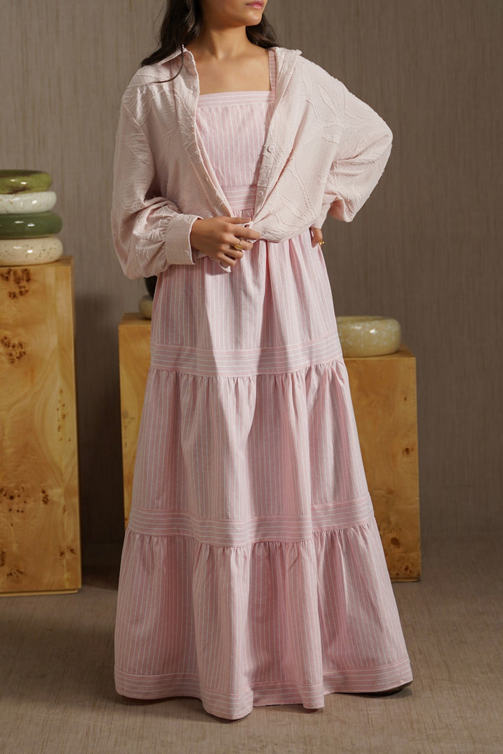 PINK CABANA TIERED DRESS