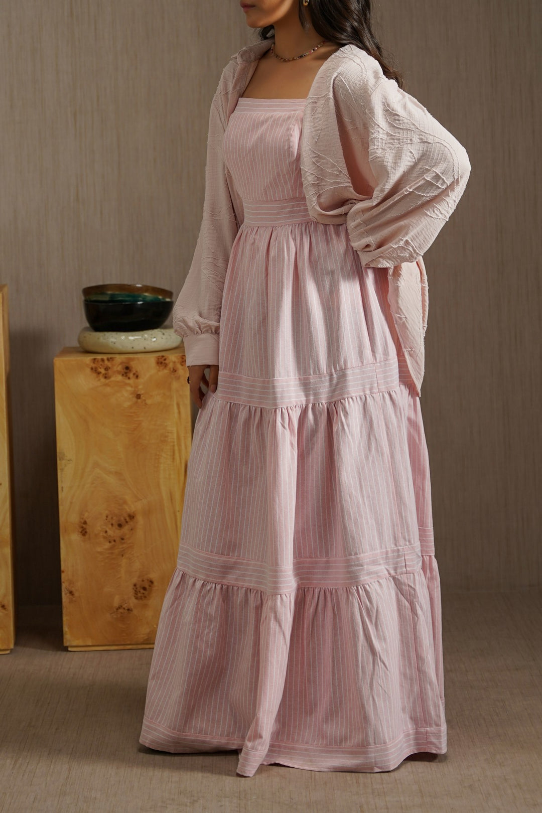 PINK CABANA TIERED DRESS