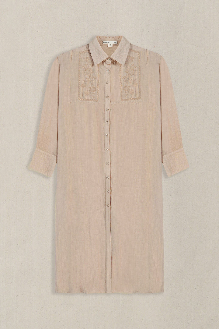 BROWN WILDFLOWER EMBROIDERED DRESS