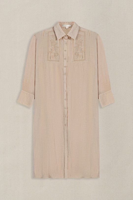 BROWN WILDFLOWER EMBROIDERED DRESS