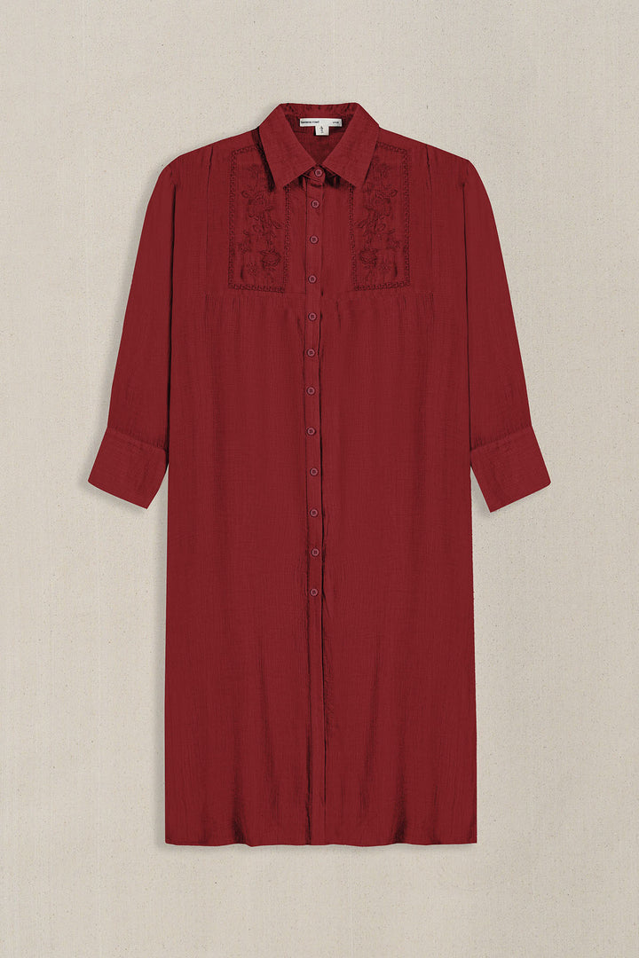 RED WILDFLOWER EMBROIDERED DRESS