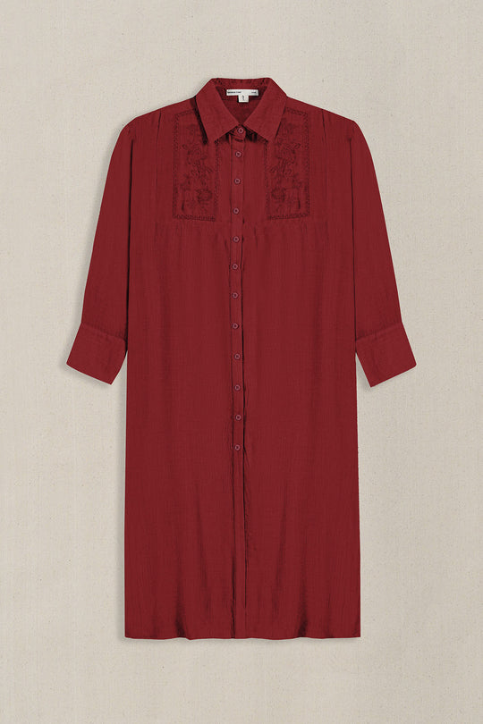 RED WILDFLOWER EMBROIDERED DRESS