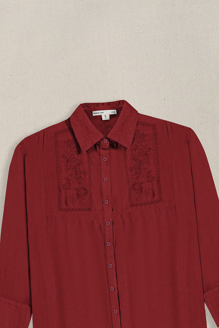 RED WILDFLOWER EMBROIDERED DRESS