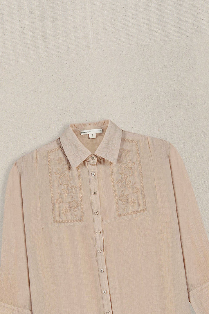 BROWN WILDFLOWER EMBROIDERED DRESS