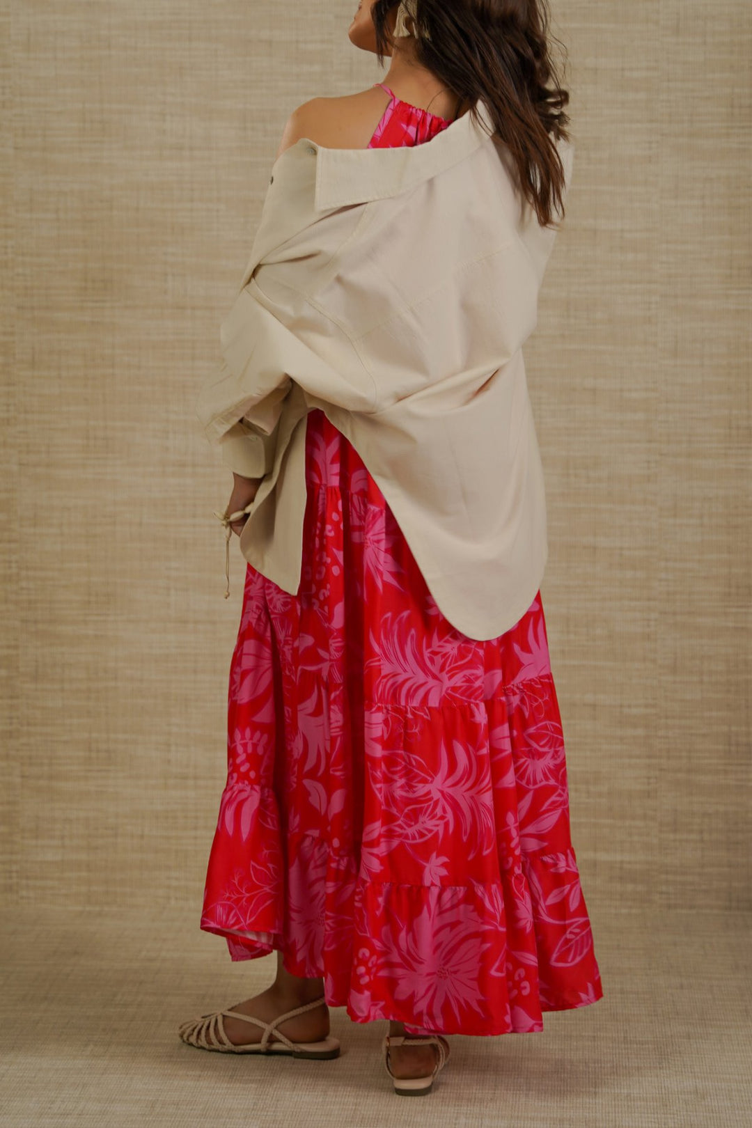 PINK FLORA TIERED DRESS